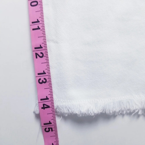 Free People x Sandrine Rose Sz 28 White Raw Hem High Rise Denim Bermuda Shorts - Picture 11 of 14